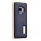 Space Aluminum + Genuine Leather  Case for Samsung Galaxy S9 - Gold&Dark Blue