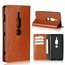 For Sony Xperia XZ2 Premium Crazy Horse Genuine Leather Case Flip Stand Card Slot - Brown