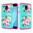 Patterned Hybrid Dual Layer Shockproof Protective Case For Samsung Galaxy J3 (2018) - Teal&Hot pink