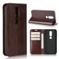 For Nokia X6 Luxury Crazy Horse Genuine Leather Case Flip Stand Card Slot - Coffee