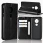 For Motorola Moto E5 Crazy Horse Genuine Leather Case Flip Stand Card Slot - Black