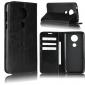 For Motorola Moto E5 Plus Crazy Horse Genuine Leather Case Flip Stand Card Slot - Black