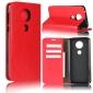For Motorola Moto E5 Plus Crazy Horse Genuine Leather Case Flip Stand Card Slot - Red