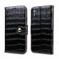 Crocodile Pattern Genuine Leather Case for iPhone XR - Black