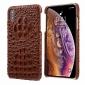 For iPhone XS Max Crocodile Head Pattern Genuine Leather Back Case Cover - Brown