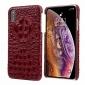 For iPhone XS Max Crocodile Head Pattern Genuine Leather Back Case Cover - Red