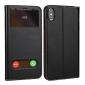 For iPhone X/XS/XS MAX Stand Windows Genuine Leather Flip Case Cover - Black