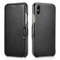 ICARER Luxury Series Genuine Leather Folio Flip Case Cover with Magnetic for iPhone XS Max - Black