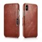 ICARER Vintage Series Genuine Leather Folio Flip Shockproof Case Cover for iPhone XS Max - Brown
