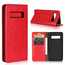 Flip Magnetic Wallet Genuine Leather Case Cover For Samsung Galaxy S10 - Red