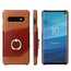 For Samsung Galaxy S10 Plus Ring Holder Kickstand Genuine Leather Case - Brown
