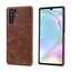 Matte Genuine Leather Back Case Cover for Huawei P30 - Dark Brown