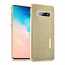 For Samsung Galaxy S10 Luxury Aluminum Metal Frame Carbon Fiber Cover Case - Gold