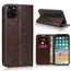 For iPhone 11 Pro Max Genuine Leather Crazy Horse Wallet Stand Case - Brown