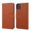 Real Genuine Cowhide Litchi Grain Leather Flip Case For iPhone 11 Pro Max - Brown