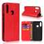 For Motorola Moto E6 Plus - Genuine Leather Case Wallet Stand Flip Cover - Red