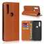 For Motorola Moto G8 - Genuine Leather Case Wallet Stand Flip Cover - Brown