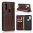 For Motorola Moto One Vision - Genuine Leather Case Wallet Stand Flip Cover - Coffee