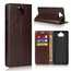 For Sony Xperia 8 - Genuine Leather Case Wallet Stand Flip Cover - Coffee