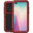 For Huawei P40 Case Aluminum Metal Silicone Tempered Glass Cover Red