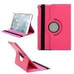 360 Degree Rotating PU Leather Case Cover Swivel Stand for Apple iPad Air - Rose red