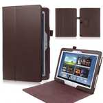New Lychee Leather Pouch Case With Stand for Samsung Galaxy Note 10.1 P600/P601 2014 Edition - Brown