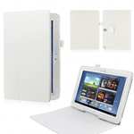New Lychee Leather Pouch Case With Stand for Samsung Galaxy Note 10.1 P600/P601 2014 Edition - White