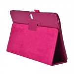 Lychee Leather Stand Fold Folio Case for Samsung Galaxy Tab S 10.5 T800 - Rose red
