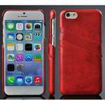 Oil Wax Style Insert Card Leather Back Case Cover for iPhone 6/6S 4.7 Inch - Red