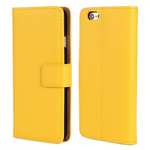 Genuine Leather Wallet Flip Case Cover For iPhone 6 Plus/6S Plus 5.5inch - Yellow