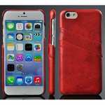 Oil Wax Leather Credit Card Holder Back Shell Case Cover for iPhone 6 Plus/6S Plus 5.5 Inch - Red