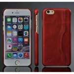 Genuine Cowhide Leather Back Case Cover for iPhone 6/6S 4.7 Inch With Credit Card holder - Red