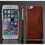 Genuine Cowhide Leather Back Case Cover for iPhone 6 Plus/6S Plus 7 7 Plus 8 Plus With Credit Card holder - Dark Brown