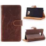 Crazy Horse Flip Stand Leather Case for Samsung Galaxy Note 5 With Dual Layer Credit Card Holder - Coffee