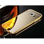 Aluminum Metal Bumper with Mirror Acrylic Plastic Back Cover for Samsung Galaxy S6 - Gold