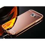 Aluminum Metal Bumper with Mirror Acrylic Plastic Back Cover for Samsung Galaxy S6 - Rose gold