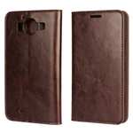 Crazy Horse Texture Flip Stand Genuine Leather Case for Microsoft Lumia 950 with Card Slots - Coffee