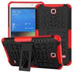 Rugged Hybrid Dual Layer Case with Kickstand for Samsung Galaxy Tab 4 7.0 T230 - Red