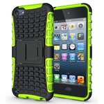 Armor Kickstand Hard & Soft Rubber Hybrid Case Cover For Apple iPod Touch 5 6 7 Gen - Green