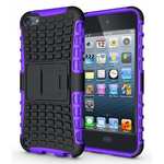 Armor Kickstand Hard & Soft Rubber Hybrid Case Cover For Apple iPod Touch 5 6 7 Gen - Purple
