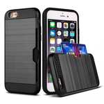 Brushed Texture Hybrid Dual Layer Armor With Card Slot Case For iPhone 6 Plus/6S Plus - Black