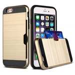 Brushed Texture Hybrid Dual Layer Armor With Card Slot Case For iPhone 6 Plus/6S Plus - Gold