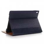 Luxury Crocodile Folding Folio Smart Cover Leather Case For 9.7-inch iPad Pro - Dark Blue