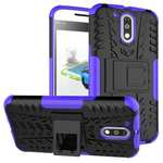 Shockproof Hybrid Dual Layer Protective Case Kickstand Cover for Motorola MOTO G4 Plus - Purple