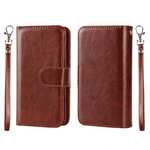 2 in1 Magnet Detachable Removable Cards Cash Slots Leather Case for iPhone 5/5s/SE - Brown
