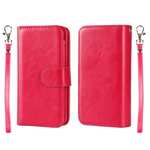 2 in1 Magnet Detachable Removable Cards Cash Slots Leather Case for iPhone 5/5s/SE - Hot Pink
