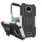 Heavy Duty Hybrid Dual Layer Kickstand Phone Cover Case for Motorola Moto Z Force - White