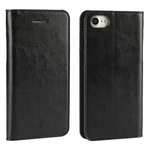 Crazy Horse Real Genuine Leather Wallet Stand Case for iPhone SE 2020 / 7 4.7 inch - Black