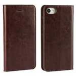 Crazy Horse Real Genuine Leather Wallet Stand Case for iPhone SE 2020 / 7 4.7 inch - Coffee