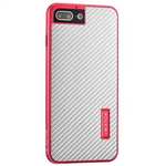 Deluxe Metal Aluminum Frame Carbon Fiber Back Case Cover For iPhone SE 2020 / 7 4.7 inch - Red&Silver